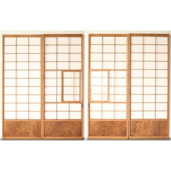 屋久杉 雪見障子戸 4枚1組　F247 ウラ　障子を貼る面