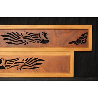 鳳凰透かし 小型欄間 2枚1組　R0279 