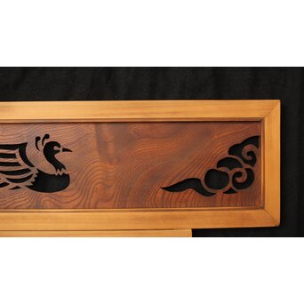 鳳凰透かし 小型欄間 2枚1組　R0279 堅木に彫り出した模様
