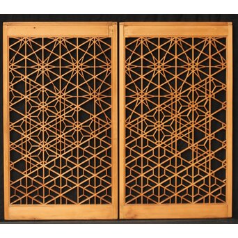 多種組子書院戸 2枚1組　R0280 現状は透かしですが　障子を貼る面