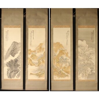 児玉果亭【山水春夏秋冬】四幅対 掛軸　Z395