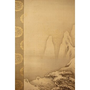 河内雅渓【鶴亀日出】三幅対掛軸　Z396 