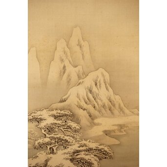 河内雅渓【鶴亀日出】三幅対掛軸　Z396 