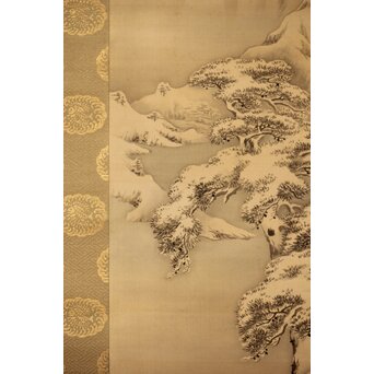 河内雅渓【鶴亀日出】三幅対掛軸　Z396 