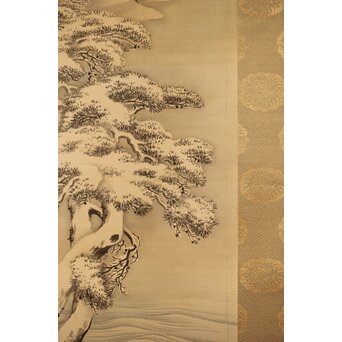 河内雅渓【鶴亀日出】三幅対掛軸　Z396 