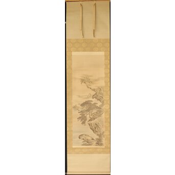 河内雅渓【鶴亀日出】三幅対掛軸　Z396 