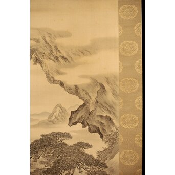 河内雅渓【鶴亀日出】三幅対掛軸　Z396 