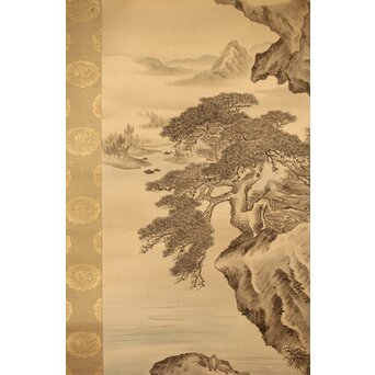 河内雅渓【鶴亀日出】三幅対掛軸　Z396 