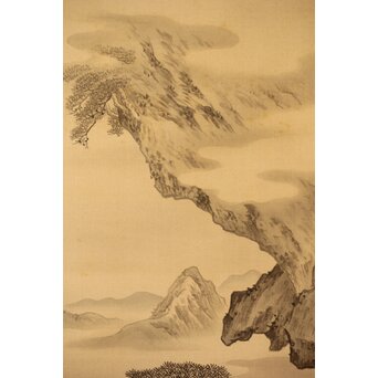 河内雅渓【鶴亀日出】三幅対掛軸　Z396 