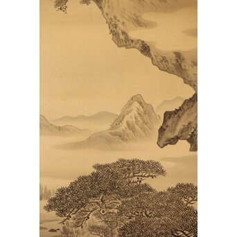 河内雅渓【鶴亀日出】三幅対掛軸　Z396 