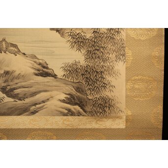 河内雅渓【鶴亀日出】三幅対掛軸　Z396 