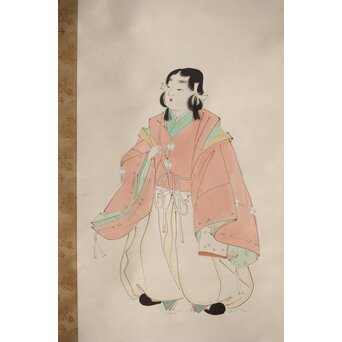 荻生天泉【清宵】紙本掛軸 共箱　Z397 