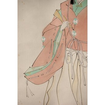 荻生天泉【清宵】紙本掛軸 共箱　Z397 