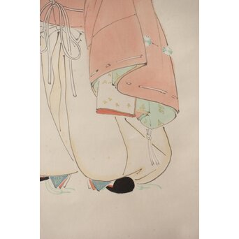 荻生天泉【清宵】紙本掛軸 共箱　Z397 