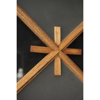 市松模様 菱形デザインガラス欄間 2枚1組　R0283 いわゆる　とんぼ組子　でしょうか　古典です