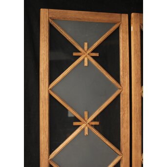 市松模様 菱形デザインガラス欄間 2枚1組　R0283 