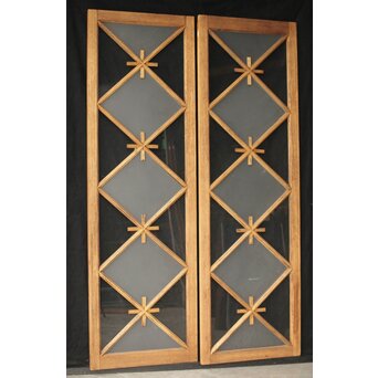 市松模様 菱形デザインガラス欄間 2枚1組　R0283