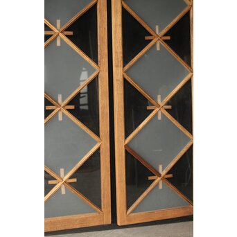 市松模様 菱形デザインガラス欄間 2枚1組　R0283 