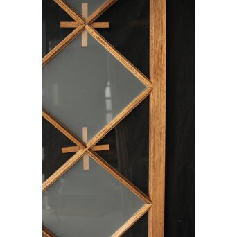 市松模様 菱形デザインガラス欄間 2枚1組　R0283 