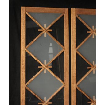 市松模様 菱形デザインガラス欄間 2枚1組　R0283 