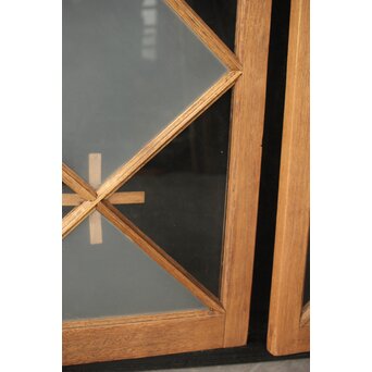 市松模様 菱形デザインガラス欄間 2枚1組　R0283 