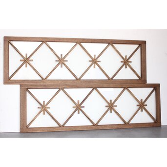 市松模様 菱形デザインガラス欄間 2枚1組　R0283 