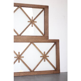 市松模様 菱形デザインガラス欄間 2枚1組　R0283 