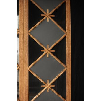 市松模様 菱形デザインガラス欄間 2枚1組　R0283 