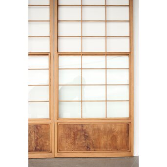 屋久杉 雪見障子戸 8枚1組　F250YD 中央には透明ガラス