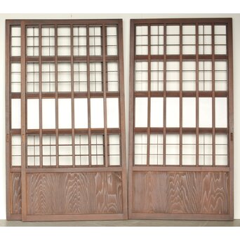 乳白色アクリル 障子枠付 五本格子戸 3枚1組　L1079