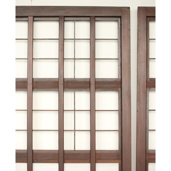 乳白色アクリル 障子枠付 五本格子戸 3枚1組　L1079 珍しい五本のみの格子