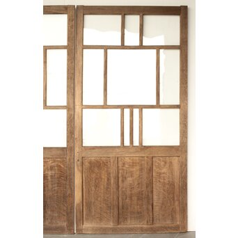 楢のクリアガラス戸 5枚1組　GD0163 白銀化したような　雰囲気のある色味