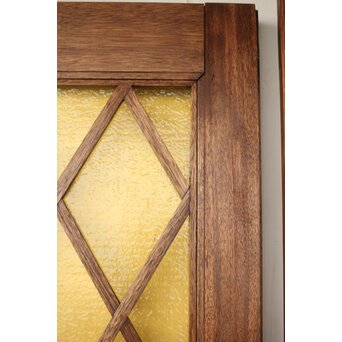 菱形組子 石目黄色ガラスのドア一対 2枚1組　GD0166Y 