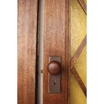 菱形組子 石目黄色ガラスのドア一対 2枚1組　GD0166Y 