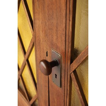 菱形組子 石目黄色ガラスのドア一対 2枚1組　GD0166Y 