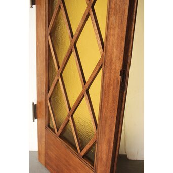 菱形組子 石目黄色ガラスのドア一対 2枚1組　GD0166Y 