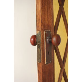 菱形組子 石目黄色ガラスのドア一対 2枚1組　GD0166Y 