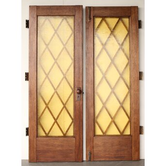 菱形組子 石目黄色ガラスのドア一対 2枚1組　GD0166Y 背面