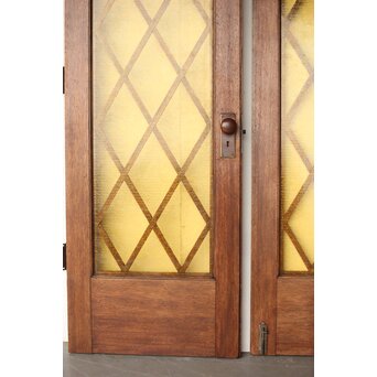 菱形組子 石目黄色ガラスのドア一対 2枚1組　GD0166Y 