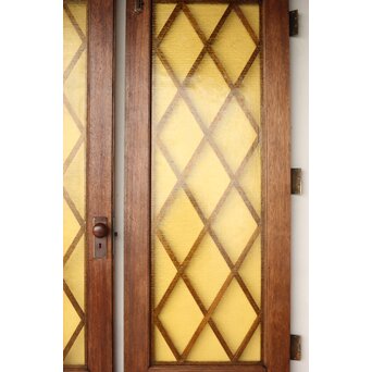 菱形組子 石目黄色ガラスのドア一対 2枚1組　GD0166Y 