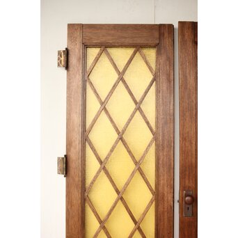 菱形組子 石目黄色ガラスのドア一対 2枚1組　GD0166Y 