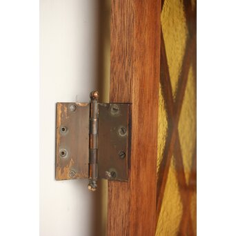 菱形組子 石目黄色ガラスのドア一対 2枚1組　GD0166Y 