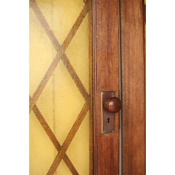 菱形組子 石目黄色ガラスのドア一対 2枚1組　GD0166Y 