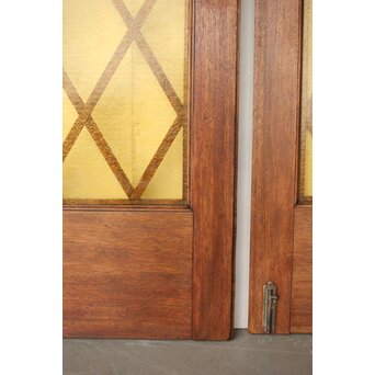 菱形組子 石目黄色ガラスのドア一対 2枚1組　GD0166Y 