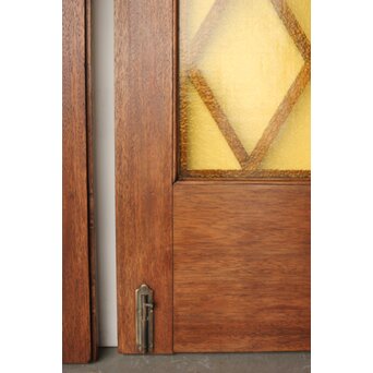 菱形組子 石目黄色ガラスのドア一対 2枚1組　GD0166Y 