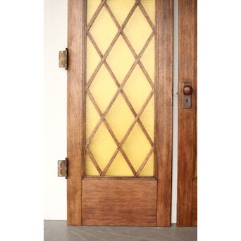 菱形組子 石目黄色ガラスのドア一対 2枚1組　GD0166Y 