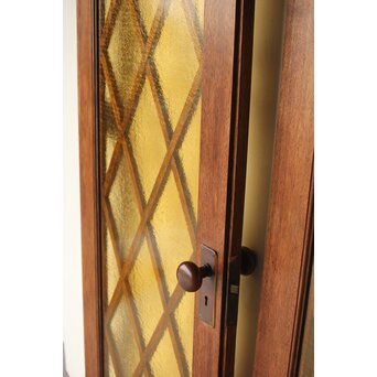 菱形組子 石目黄色ガラスのドア一対 2枚1組　GD0166Y 