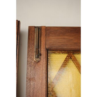 菱形組子 石目黄色ガラスのドア一対 2枚1組　GD0166Y 