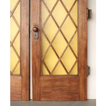 菱形組子 石目黄色ガラスのドア一対 2枚1組　GD0166Y 