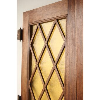 菱形組子 石目黄色ガラスのドア一対 2枚1組　GD0166Y 